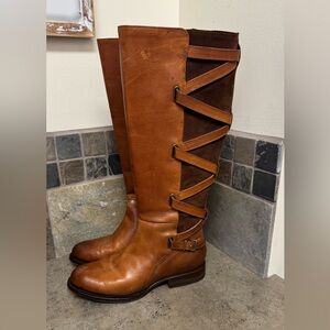 Cognac brown leather Frye boots size 6